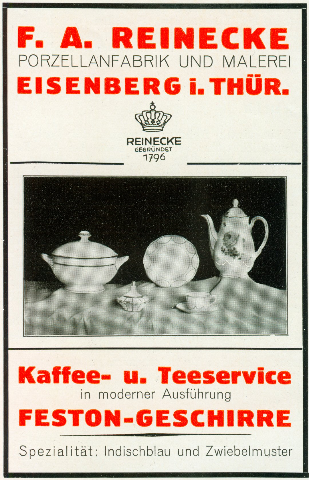 Werbeanzeige von 1930 in »Die Porzellan- und Glashandlung« vom 23.08.1930 auf Seite 1315