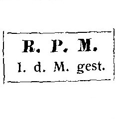 R.P.M. (in der Masse gestochen) Firmenzeichen von Robert Persch, Mildeneichen. Aus: Adressbuch der Keramindustrie 1906