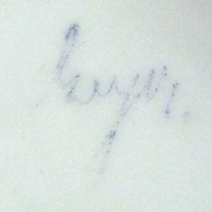 Schriftzug Geyer, schwarz auf der Glasur