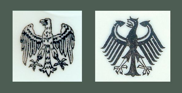 Reichswehr-Symbole auf Kantinenporzellan: Heer - Kriegsmarine