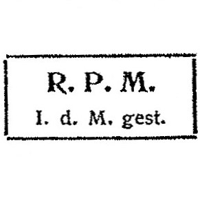 R.P.M. (in der Masse gestochen) Firmenzeichen von Robert Persch, Mildeneichen. Aus: Adressbuch der Keramindustrie 1907